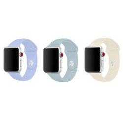 Margoun Soft Silicone Band for Apple Watch 49mm/45mm/44mm/42mm, 3 Piece, Blue/Green/Beige