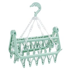 Clothes Drying Rack Laundry Hanger with 32 Clips, Green