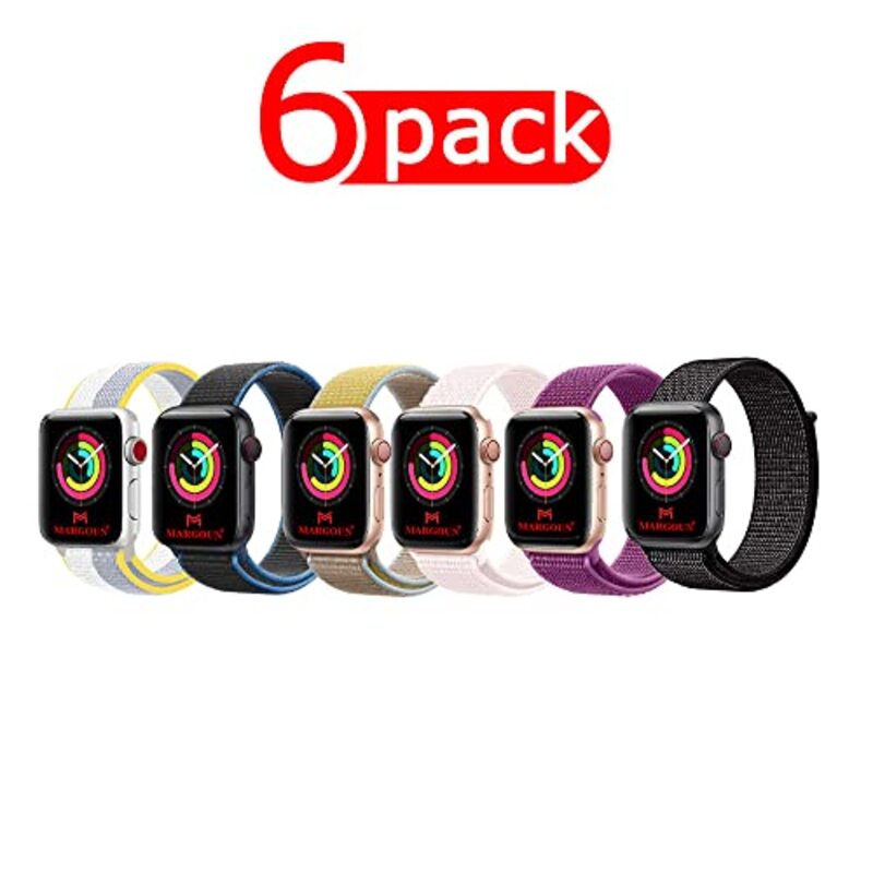 Margoun Sport Solid Colour Band for Apple Watch 49mm/45mm/44mm/42mm, 6 Piece, Multicolour