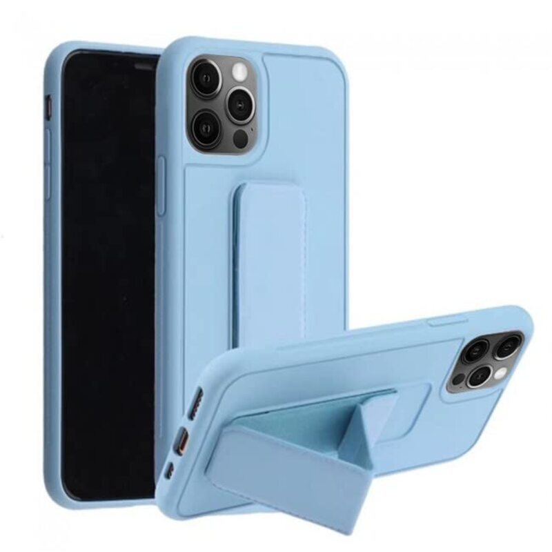 Margoun Apple iPhone 11 Pro Max Multi-Function Shockproof Protective Two-In-One Finger Grip Holder Mobile Phone Case Cover, Light Blue