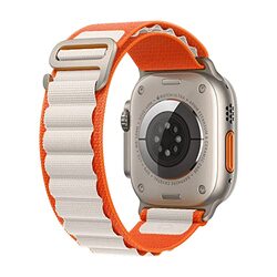Margoun Alpine Loop Band for Apple Watch 49mm/45mm/44mm/42mm Nylon, Orange/White