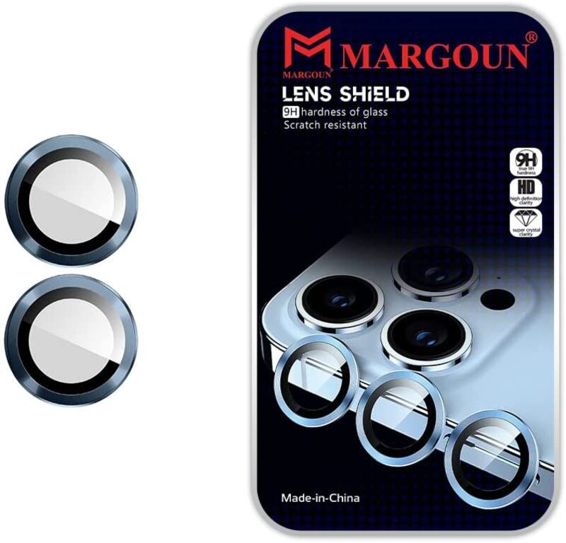 Margoun Apple IPhone 14 Plus Camera Lens Shield 9h Hardness Glass Scratch Resistant, Blue