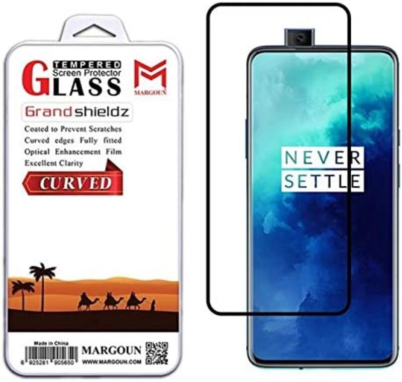 Margoun Oneplus 7 Pro Mobile Phone Full Coverage Edge To Edge Tempered Glass Screen Protector, Black