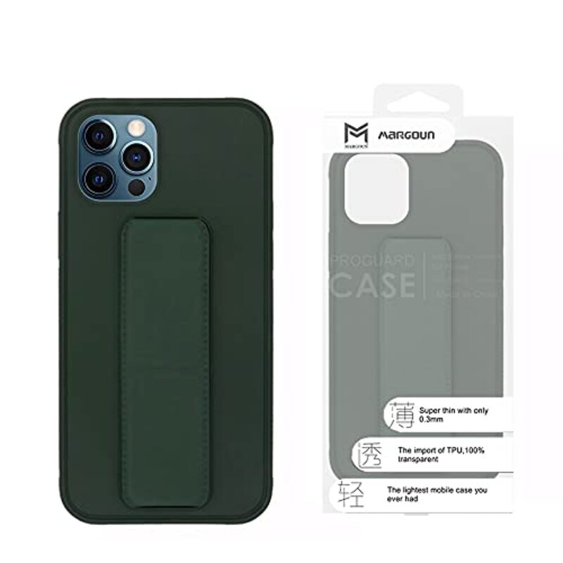 Margoun Apple iPhone 11 Pro Multi-Function Shockproof Protective Two-In-One Finger Grip Holder Mobile Phone Case Cover, Dark Green