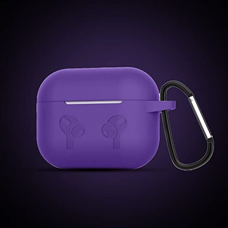 Margoun Silicone Case Cover with Clip for Airpods 3 Case 2021 3rd Generation, Purple