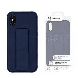 Margoun Apple iPhone XS Max Multi-Function Shockproof Protective Two-In-One Finger Grip Holder Mobile Phone Case Cover, Dark Blue