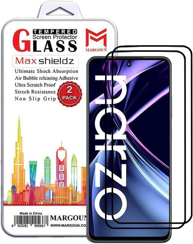 

MARGOUN 2 Pack For Realme Narzo N55 4G Screen Protector Side Black Tempered Glass 9H Hardness Anti Finger-Print