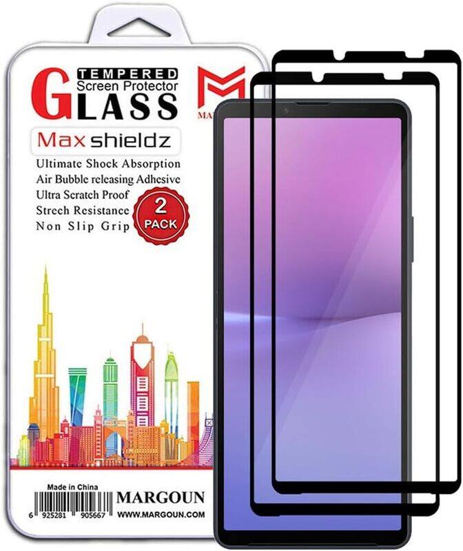 

MARGOUN 2 Pack for Sony Xperia 10 V Screen Protector Side Black Tempered Glass 9H Hardness Anti Finger-Print