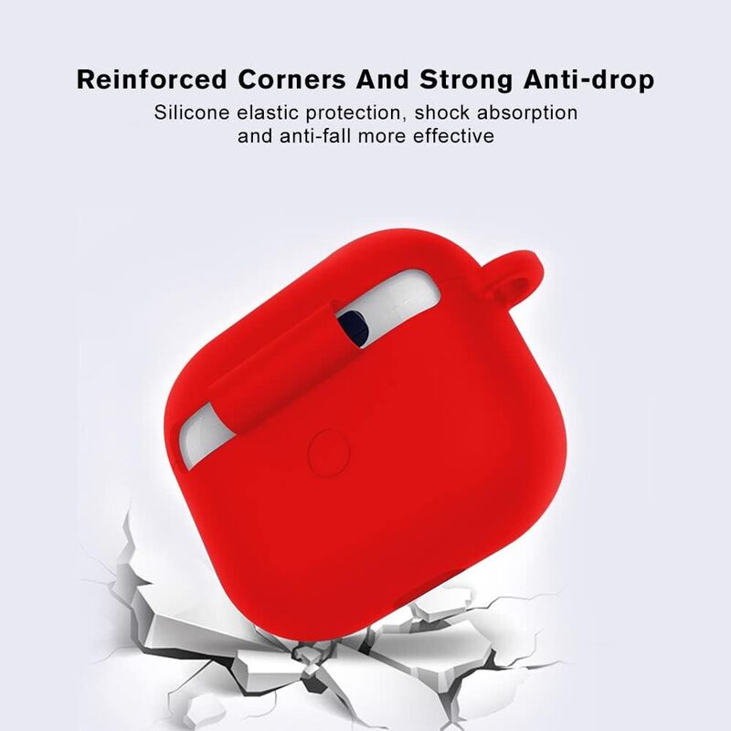 MARGOUN for Airpods 3 Case Cover Silicone with Clip, Airpods 3 Case 2021 3rd Generation (red)