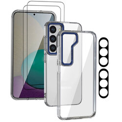 MARGOUN 5 Packs For Samsung Galaxy S23 Clear Case With 2 Screen Protectors and 2 Camera Lens Protectors/Blue