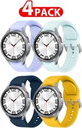 MARGOUN 4 Pack Band for Samsung Galaxy Watch 6/Watch 5/Watch 4 Bands 40mm 44mm/Watch 6 Classic 47mm 43mm/Watch 5 Pro Bands 45mm for Women Men, 20mm Soft Silicone Sport Strap Replacement Band