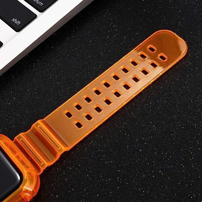 MARGOUN Clear Sports Band for Watch Band 45mm 44mm 42mm TPU Strap Case for iWatch Series 7/SE/6/5/4/3/2/1 Soft Thin Silicone Replacement Strap Cover Protector - Orange