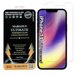 Margoun Apple iPhone 13 Mini 9H Hardness Bubble Free Anti-Scratch Tempered Glass Screen Protector, Clear