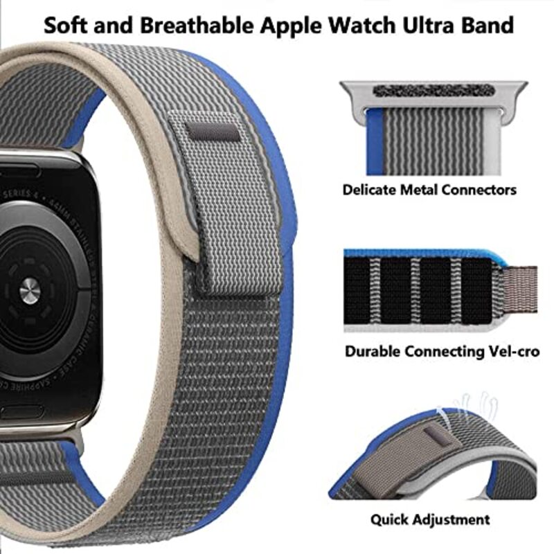 Margoun Trail Loop Band for Apple Watch 49mm/45mm/44mm/42mm, Blue/Grey