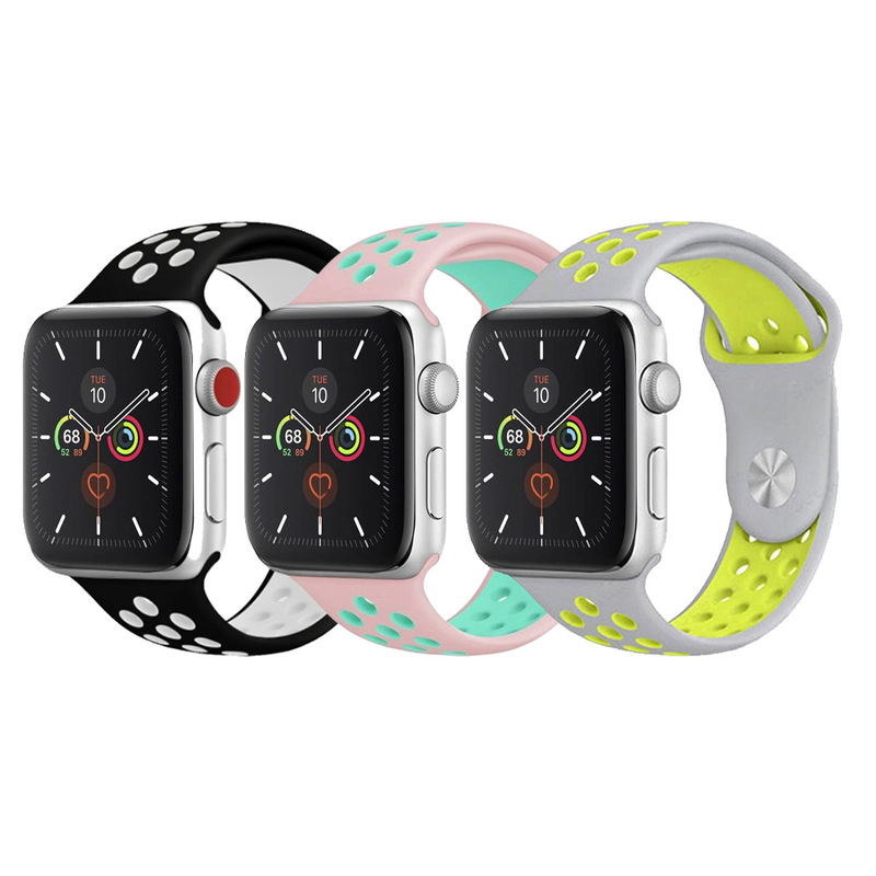 CATANES 3 Pack For Apple Watch 49mm 45mm 44mm 42mm Silicone Sport Band Nike Strap Compatible With iWatch Series Ultra/8/7/SE/6/5/4/3/2/1-N12