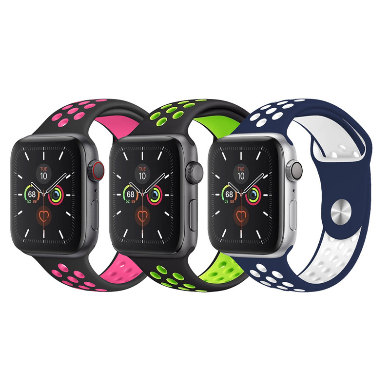 CATANES 3 Pack For Apple Watch 49mm 45mm 44mm 42mm Silicone Sport Band Nike Strap Compatible With iWatch Series Ultra/8/7/SE/6/5/4/3/2/1-N06