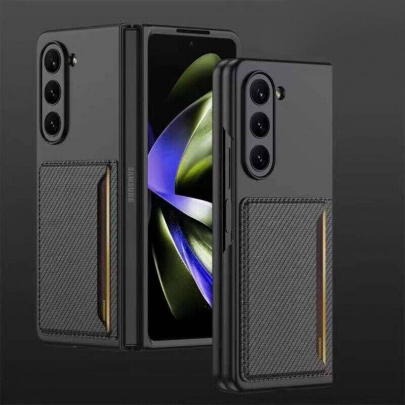 

Not Applicable MARGOUN For Samsung Galaxy Z Fold5 Case Shockproof PC Wallet Cover with Carbon Fiber Pattern Card Holder Kickstand Cover/Black