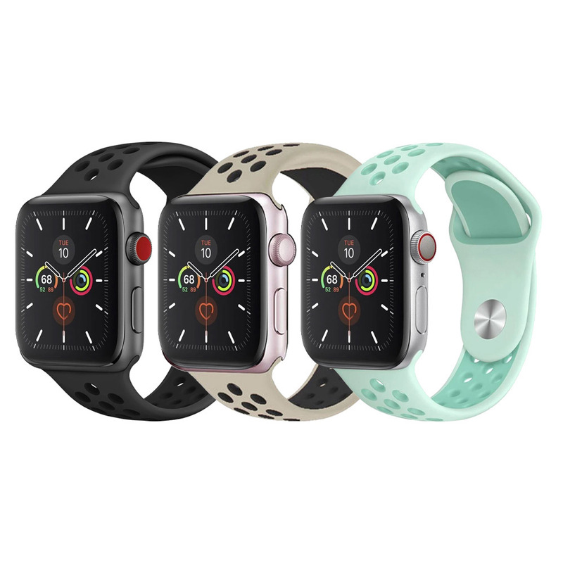 CATANES 3 Pack For Apple Watch 49mm 45mm 44mm 42mm Silicone Sport Band Nike Strap Compatible With iWatch Series Ultra/8/7/SE/6/5/4/3/2/1-N03