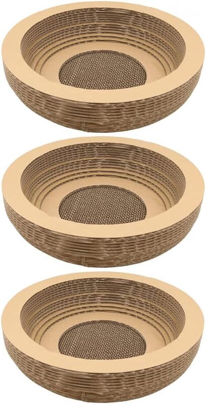 MARGOUN 3 Pack For Cat Scratcher Lounge Cardboard Scratch Pad, Large Cat Scratcher Bowl For Grinding Claws Body Massage Rest Scratch (3 Pack)