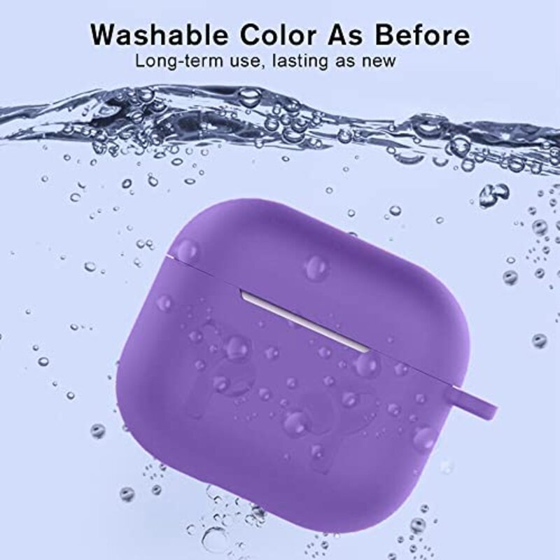 Margoun Silicone Case Cover with Clip for Airpods 3 Case 2021 3rd Generation, Purple