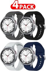 MARGOUN 4 Pack Band for Samsung Galaxy Watch 6/Watch 5/Watch 4 Bands 40mm 44mm/Watch 6 Classic 47mm 43mm/Watch 5 Pro Bands 45mm for Women Men, 20mm Soft Silicone Sport Strap Replacement Band