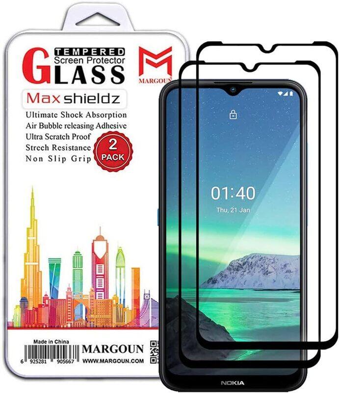 

MARGOUN 2 Pack for NOKIA 1.4 Screen Protector Side Black Tempered Glass 9H Hardness Anti Finger-Print
