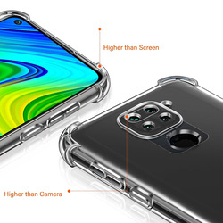 MARGOUN For Xiaomi Redmi Note 9 Case Cover Clear Protective TPU Four Corners Cover Transparent Soft Case