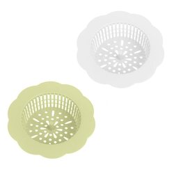 Margoun 2-Piece Hard Plastic Flower Molded Hair Catcher Strainer for Kitchen, Multicolour