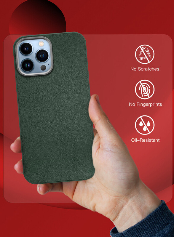 MARGOUN for iPhone 13 Pro Max Case Cover Leather Case with Lens Frame Shockproof Full Body Protective Cover Green