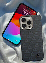 MARGOUN for iPhone 15 Pro Case Leather Back Cover Triangle Pattern Shockproof Protective Phone Case Black