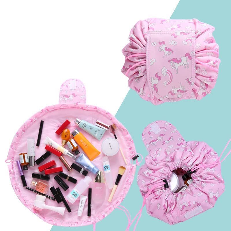 Margoun, Waterproof Drawstring Makeup Toiletry Bag, Pink