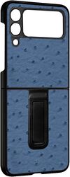 MARGOUN For Samsung Galaxy Z Flip 3 SHD Luxury Leather Case Crocodile Skin Pattern Cover with Foldable Kickstand (dark blue)