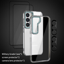 MARGOUN 5 Packs For Samsung Galaxy S23 Clear Case With 2 Screen Protectors and 2 Camera Lens Protectors/Green