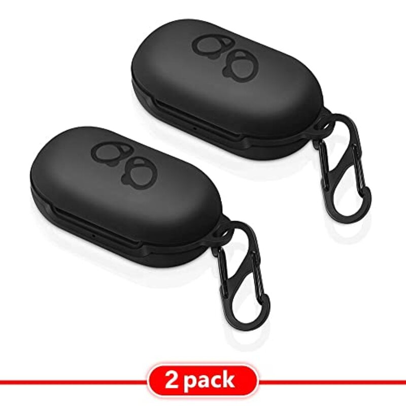 Margoun Silicone Protective Case Cover with Carabiner for Samsung Galaxy Buds+, 2 Pieces, Black