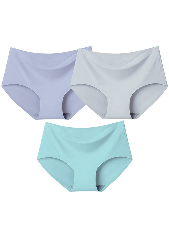 Margoun 3 Packs Women's XXL Size Underwear Silk Women Lingerie Seamless Women High Rise Underwear Multicolour/Size(in): XXL (Waist 26'') - MGU01
