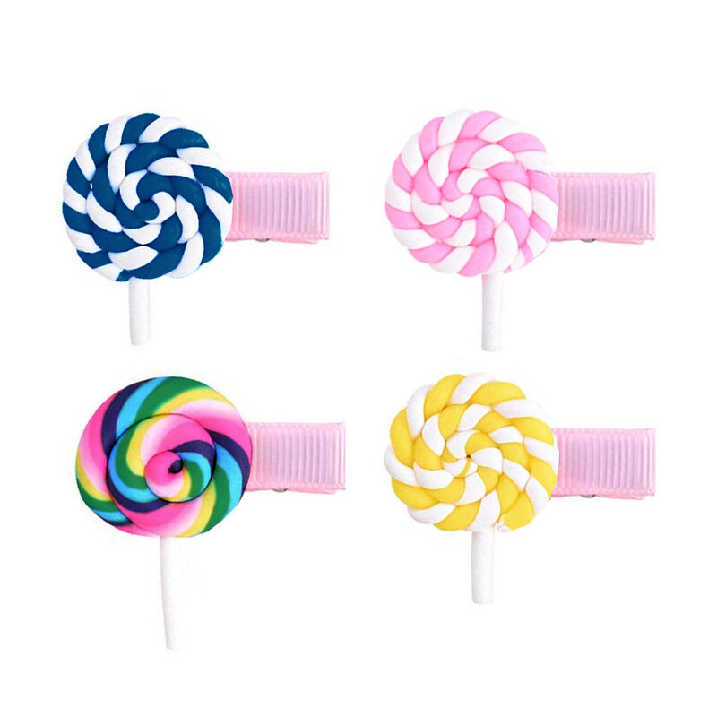 MARGOUN 4 Packs For Hair Clips Lollipop Colourful Flatback Polymer Hair Clips