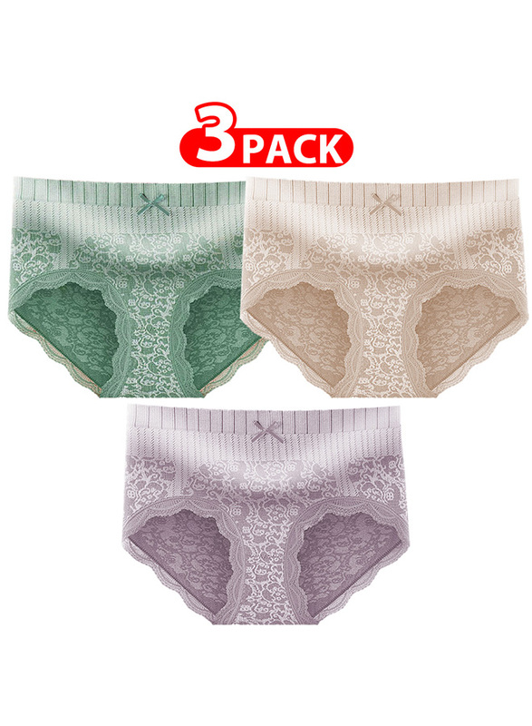 Margoun 3 Packs Women's XL Size Lace Panties with High Waist Comfortable and Stylish Underwear for a Flattering Silhouette XL(waist 68-76/Weight 65 - 70kg) - MGU03