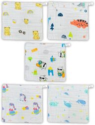 MARGOUN Baby Muslin Washcloths Soft Face Cloths for Newborn 30 * 30 cm, Absorbent Bath Face Towels, Baby Wipes, Burp Cloths or Face Towels (5 pack A)