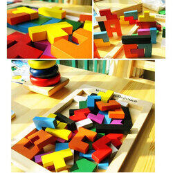 MARGOUN Wooden Jigsaw Puzzle 40 Pieces Tangram Jigsaw Teasers Educational Children’s Puzzle Game for Ages 3+