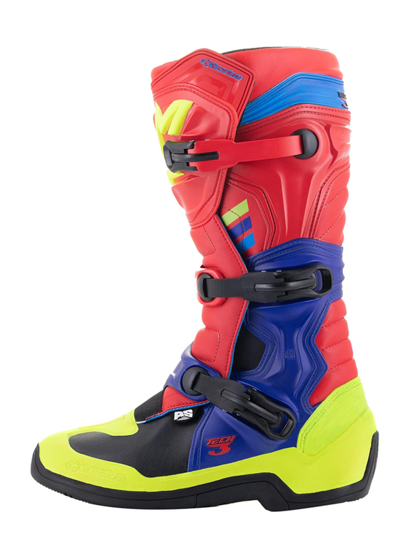 Alpinestars Tech 3 Motocross Boots, Size 9, Red/Blue/Yellow