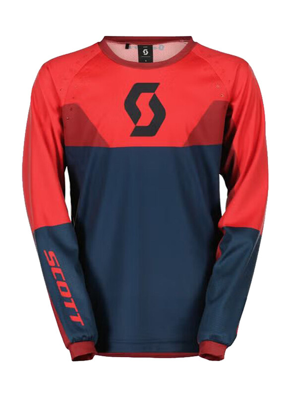 

Scott Sports Sa Sco Jersey Evo Track for Unisex, Large, Dark Blue/Neon Red