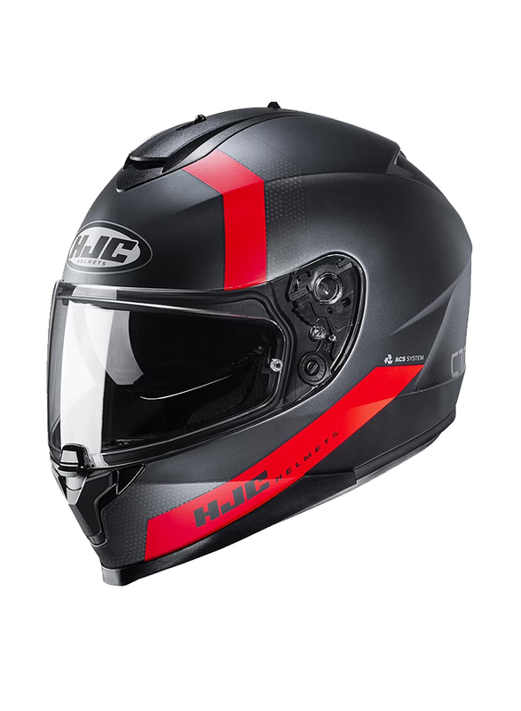 HJC C70 MC1SF Eura Helmet, Large, C70-EURA-MC1SF-L, Black/Red