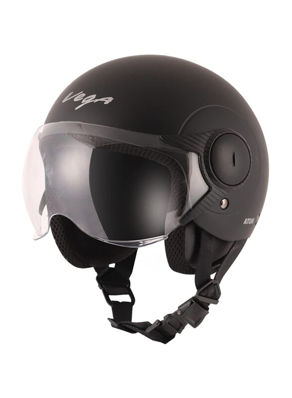 

Vega Atom ISI Certified Open Face Helmet Unisex, Medium, Black