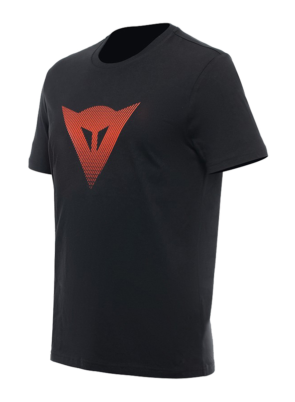 Dainese Logo T-Shirt for Men, L, Black/Fluo Red