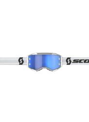 Scott Fury Blue Chrome Works Goggle, White/Blue