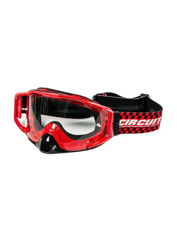 Circuit Crossbril Quantum Motocross Goggles, One Size, Red/Black