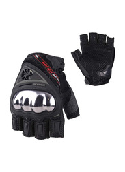 Scoyco MC44D Motorcycle Anti-Slip Shockproof Wear-Resistant Summer Half Finger Gloves, X-Large, MC44D-BLK-XL, Black