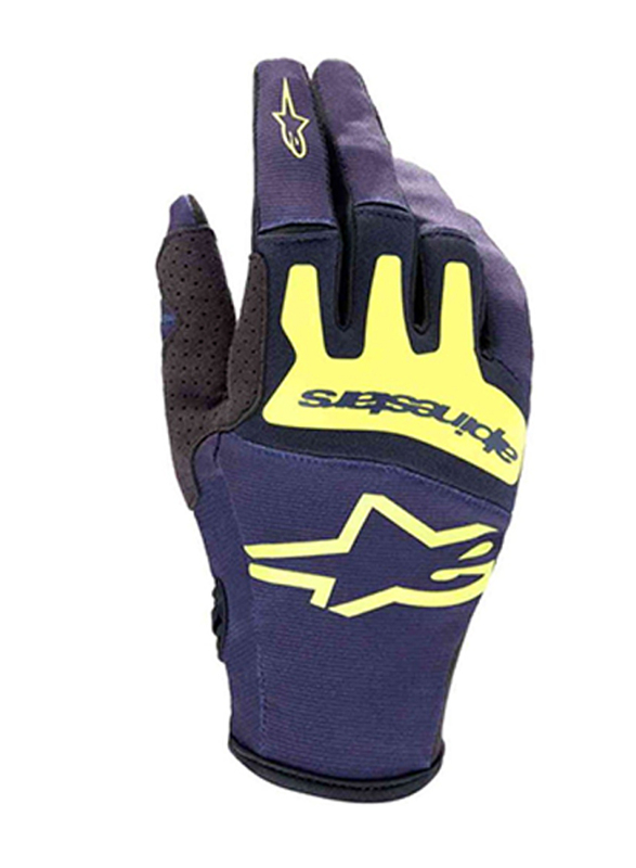 Alpinestars S.p.a. Techstar Motocross Full Gloves, Medium, 3561023-7455-M, Night Navy/Yellow Fluorescent