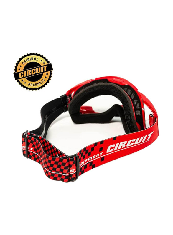 Circuit Crossbril Quantum Motocross Goggles, One Size, Red/Black