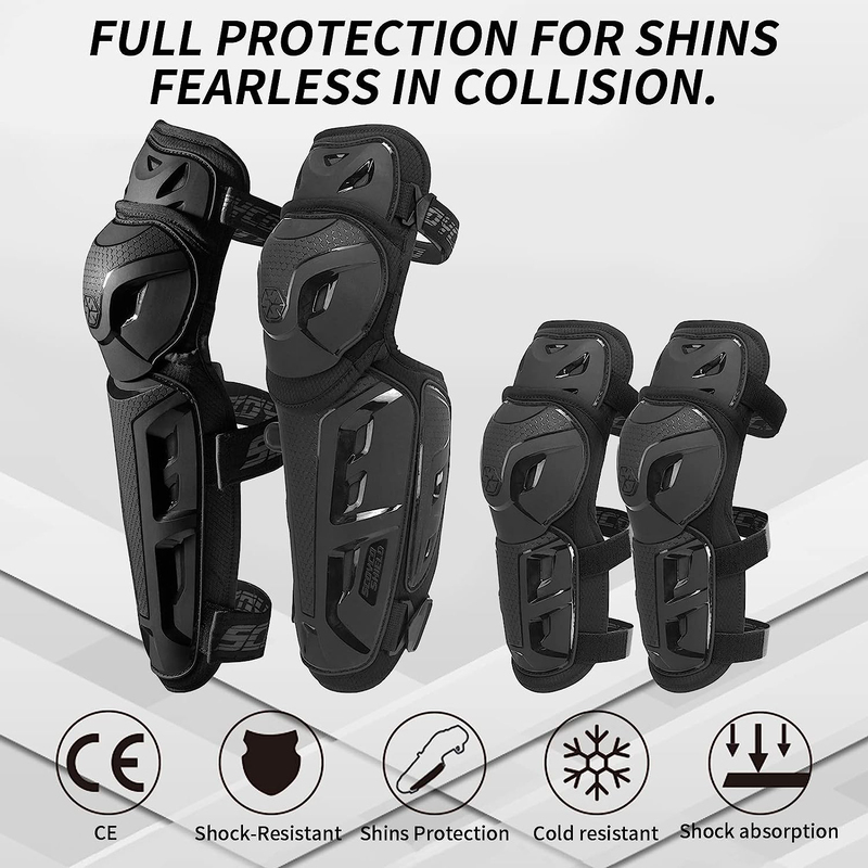 Scoyco Motorcycle Knee Shin Guard Pads for Men, Black